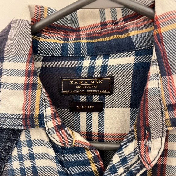 Zara denim checkered shirt - Picture 2 of 3